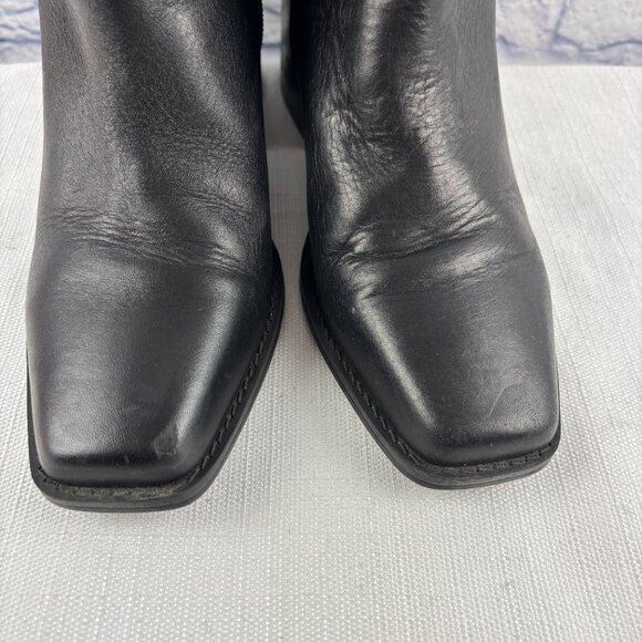 Vince Camuto Women's 8 M Black Leather Sameena Block Heel Side Zip Booties - Picture 7 of 11